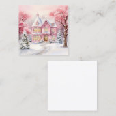 水彩ピンクのクリスマスの背景 スクエア名刺 (正面/裏面)