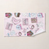 水彩ピンクのクリスマスエレメント バスタオルセット (ハンドタオル)