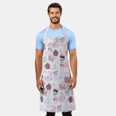 水彩ピンクのクリスマスガーリーかわいい エプロン (着用した状態)