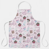 水彩ピンクのクリスマスガーリーかわいい エプロン (正面)