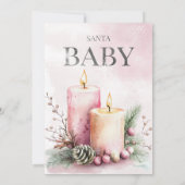 水彩ピンクのクリスマスキャンドル1st誕生日 招待状 (裏面)