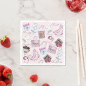 水彩ピンクのクリスマスキュート スタンダードカクテルナプキン (インサイチュ)