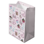 水彩ピンクのクリスマスキュート ミディアムペーパーバッグ (裏面アングル)