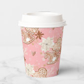 水彩ピンクのクリスマスクッキー&スノーフレーク 紙コップ (裏面)