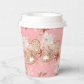 水彩ピンクのクリスマスクッキー&スノーフレーク 紙コップ (右)