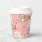 水彩ピンクのクリスマスクッキー&スノーフレーク 紙コップ (正面)