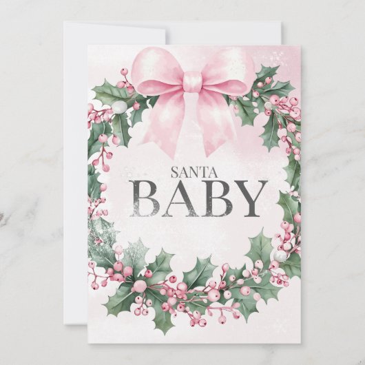 水彩ピンクのクリスマスサンタ1歳の誕生日 招待状 (裏面)
