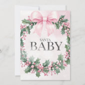 水彩ピンクのクリスマスサンタ1歳誕生日 招待状 (裏面)