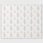 水彩ピンクのクリスマスツリーグランミレニアル ラッピングペーパー (フラット)