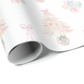 水彩ピンクのクリスマスツリーグランミレニアル ラッピングペーパー (ロールコーナー)