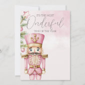 水彩ピンクのクリスマスナツクラッカー1st birthday 招待状 (裏面)