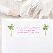 水彩ピンクのクリスマスパームツリーズアドレス ラベル (インサイチュ)