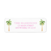 水彩ピンクのクリスマスパームツリーズアドレス ラベル (正面)