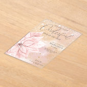 水彩ピンクのクリスマスフラワー1st birthday アクリル招待状 (レイダウン)