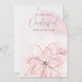 水彩ピンクのクリスマスフラワー1st birthday 招待状 (裏面)