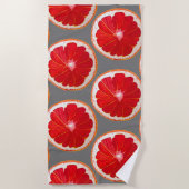 水彩ピンクのグレープフルーツスライスビーチスタイル ビーチタオル (正面)