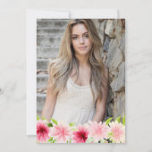 水彩ピンクのサマー・フラワーズ写真 キンセアニエラ 招待状 (裏面)