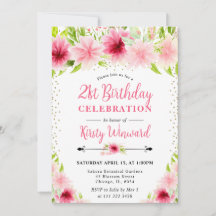 水彩ピンクのサマー・フラワーズ フォト 21歳の誕生日