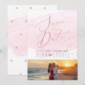 水彩ピンクのシャンパンバブル おめでたい日のご案内 招待状 (正面/裏面)