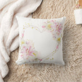 水彩ピンクのスローと美しいフローラリース クッション (ブランケット)