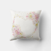 水彩ピンクのスローと美しいフローラリース クッション (裏面)