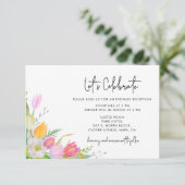 水彩ピンクのチューリップの結婚式の受付カード 招待状 (スタンド正面)