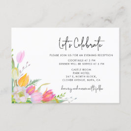 水彩ピンクのチューリップの結婚式の受付カード 招待状