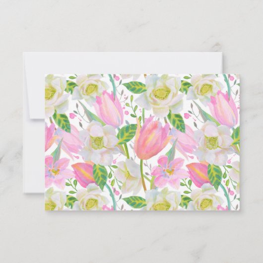 水彩ピンクのチューリップの結婚式の招待状 招待状 (裏面)