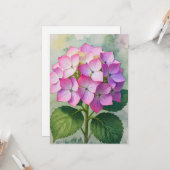 水彩ピンクのハイドランジアの花 カード (正面/裏面インサイチュ)