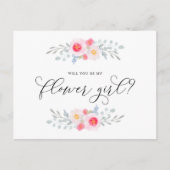 水彩ピンクのハナデンシ（アネモネ）になって私のフラワーガールになって インビテーションポストカード (正面)