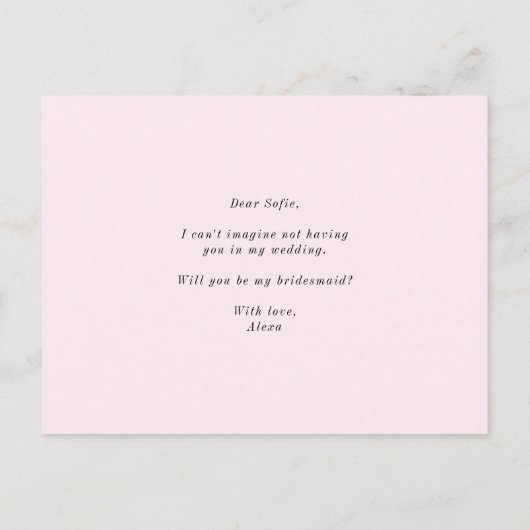 水彩ピンクのハナデンシ（アネモネ） 私のウェディングガールになってくれる？ インビテーションポストカード (裏面)