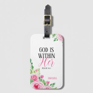 水彩ピンクのバラかわいらし信仰 ラゲッジタグ