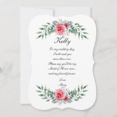 水彩ピンクのバラとグリーンが美しいウェディングプランナー 招待状 (正面)