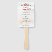 水彩ピンクのバラと書道プログラム ハンドファン (正面)