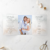 水彩ピンクのバラと書道プログラム 三つ折りカード (内部)