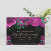 水彩ピンクのバラのキンチャネラ 招待状 (スタンド正面)