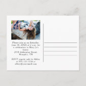 水彩ピンクのバラのフレーム2枚の写真卒業 案内ポストカード (裏面)