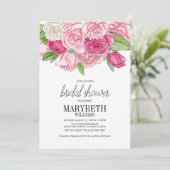 水彩ピンクのバラのブライダルシャワー招待状 招待状 (スタンド正面)