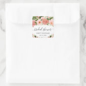 水彩ピンクのバラのブライダルシャワー スクエアシール (バッグ)