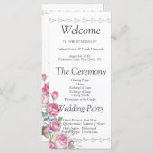 水彩ピンクのバラの結婚式プログラム (正面/裏面)