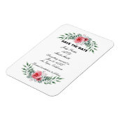 水彩ピンクのバラの緑の救葉The Date マグネット (左側)