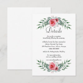 水彩ピンクのバラの緑の葉詳細 エンクロージャーカード