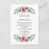 水彩ピンクのバラの緑の葉詳細 エンクロージャーカード (正面)