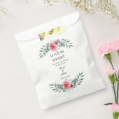 水彩ピンクのバラの緑の葉 フェイバーバッグ (封をした状態)