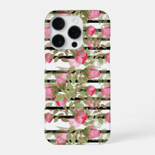 水彩ピンクのバラの花フローラロマンチックなプリン iPhone 16 PROケース