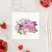 水彩ピンクのバラの花束 フラワーテンプレート スタンダードカクテルナプキン (インサイチュ)