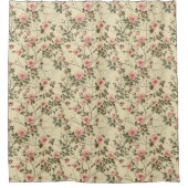 水彩ピンクのバラの芽パターン シャワーカーテン (正面)