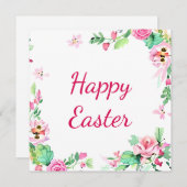 水彩ピンクのバラフレームオーダーメイド シーズンカード (正面/裏面)