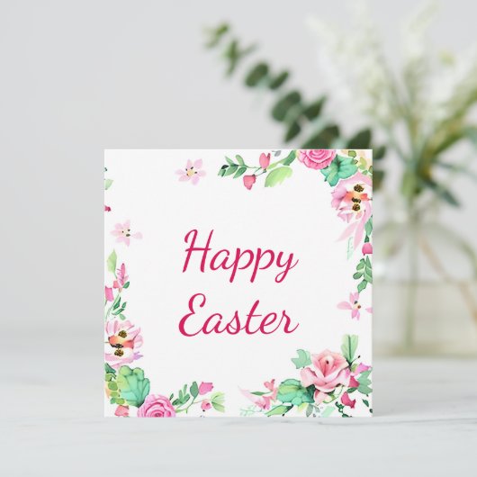 水彩ピンクのバラフレームオーダーメイド シーズンカード (スタンド正面)