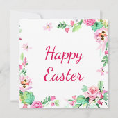 水彩ピンクのバラフレームカスタム シーズンカード (正面)